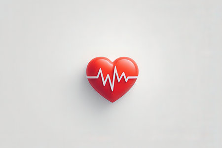 Red heart with cardiogram on a white background. 3d renderingの写真素材