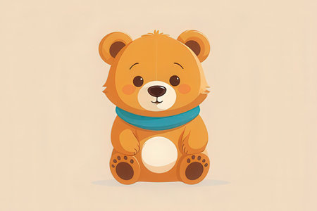 Cute teddy bear on a light background. Vector illustration.