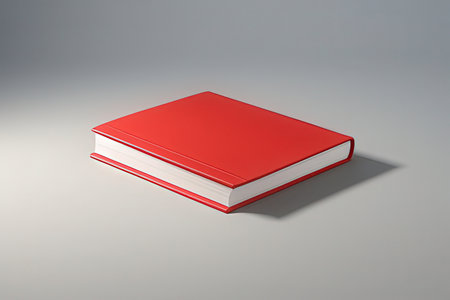 Red book on a gray background. 3d render. Isolatedの写真素材