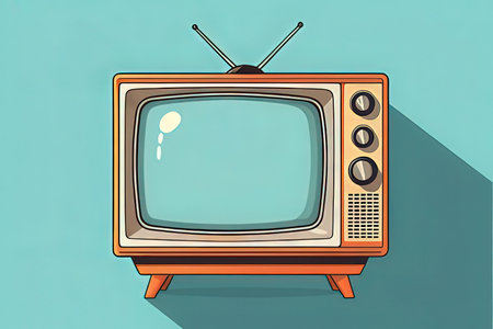 Retro TV on blue background. Vector illustration. Eps 10.の写真素材