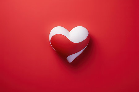 Red heart on a red background. The concept of Valentine's Day.