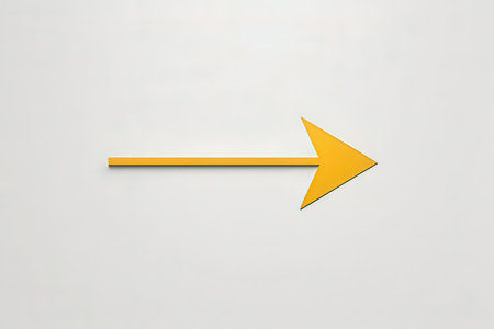 Yellow arrow on a white background. 3d rendering. Computer digital drawing.