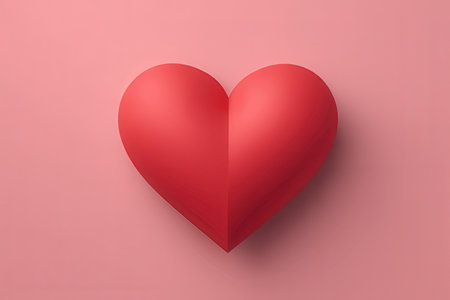 Red heart on a pink background. 3d rendering. Valentine's Day.