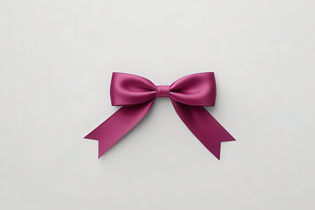 pink bow on white background, 3d render, top view