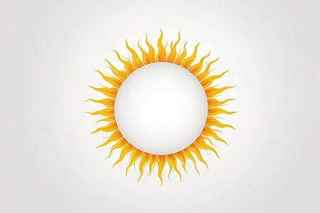 Sun icon on a white background with space for text. Vector illustration.の写真素材