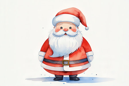 Illustration of a Santa Claus on a white background with space for textの写真素材