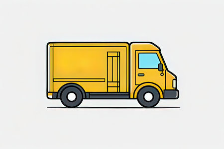 Illustration of a yellow van on a white background. Vector illustrationの写真素材