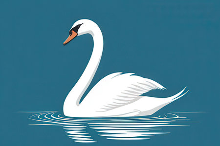 Swan on the water. Vector illustration of a white swan.の写真素材