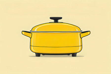 Yellow cooking pot on a yellow background. 3d render illustration.