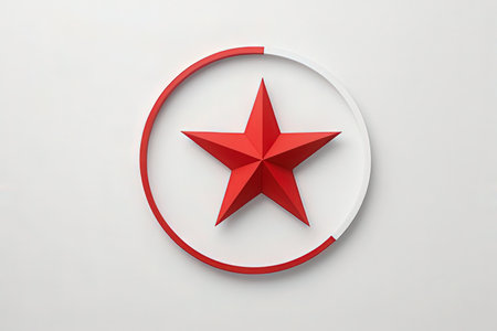 3d rendering of a red star icon on a white background.の写真素材
