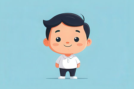 cute little boy standing and smiling. Vector illustration in cartoon styleの写真素材
