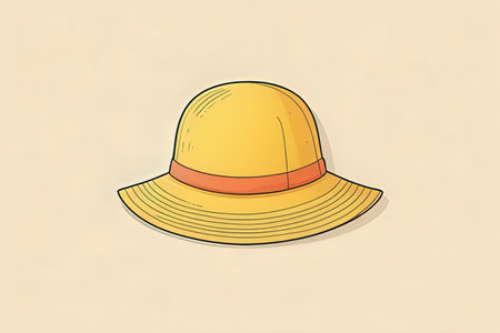 Illustration of a yellow hat on a beige background. Vector illustrationの写真素材