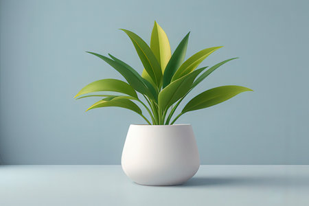 3d render of a white vase with a plant in itの写真素材