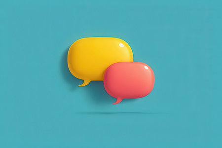 Colorful Speech Bubbles isolated on blue background. 3D Rendering