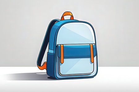 Blue school backpack on a white background. Vector illustration. Eps 10の写真素材