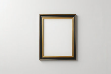 Picture frame on white wall. 3d rendering. Computer digital drawing.