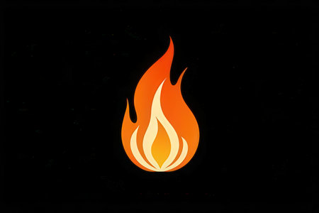 Fire flames isolated on black background. Vector illustration. Eps 10.の写真素材