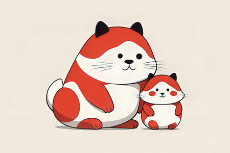 Cute cat and dog. Vector illustration in cartoon comic style.の写真素材