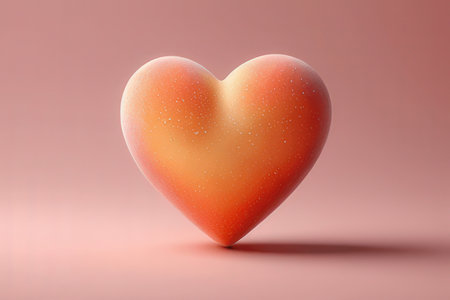 Orange heart on pink background, 3d render. Love concept.の写真素材