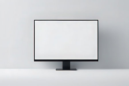 TV screen with blank white screen on a white background. 3d renderingの写真素材