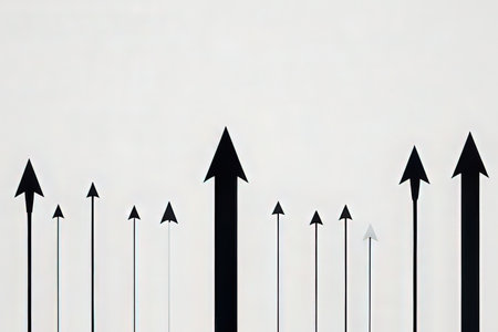 Black arrows pointing up on white background. 3D illustration. Copy space.の写真素材