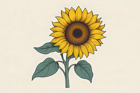 Sunflower. Hand drawn vector illustration of a yellow sunflower.の写真素材