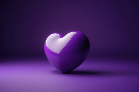 Heart on purple background, 3d render. Valentine's day conceptの写真素材