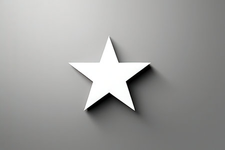 3d rendering of a white star on a gray background, with shadowの写真素材