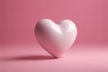 Pink heart on a pink background. 3d render. Love conceptの写真素材