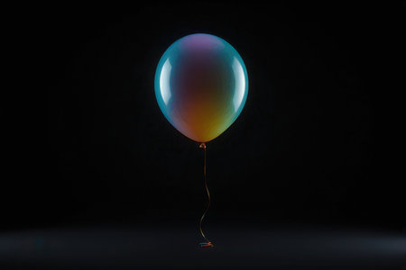 Colorful balloon on black background, 3d rendering. Computer digital drawing.の写真素材