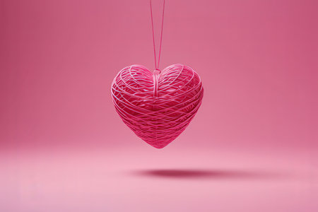 Pink heart on a pink background. 3d rendering, 3d illustration.の写真素材