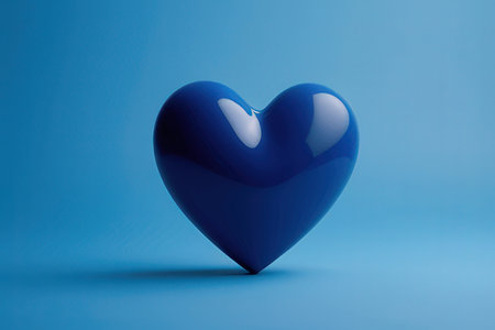 Blue heart on a blue background. 3d rendering, 3d illustration.の写真素材