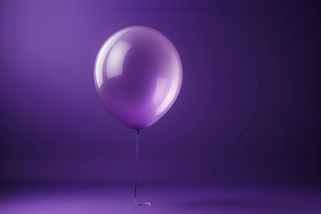 Purple balloon on purple background. 3D rendering. Minimal concept.の写真素材
