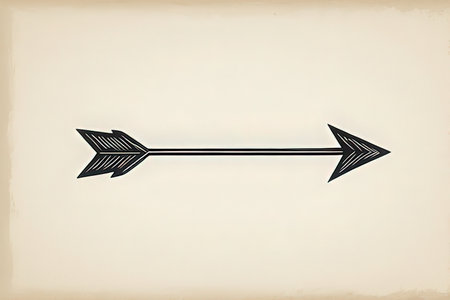 Hand drawn sketch of an arrow on old paper. Vector illustration.の写真素材