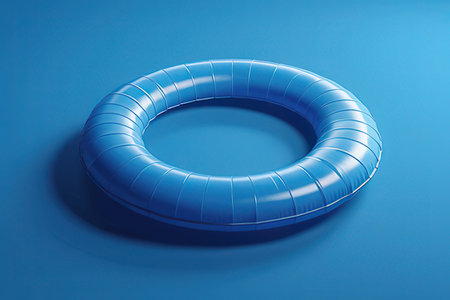 Inflatable ring on a blue background. 3d rendering.