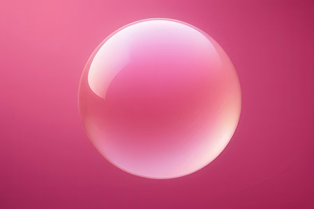Transparent soap bubble on a pink background. 3d illustration.の写真素材