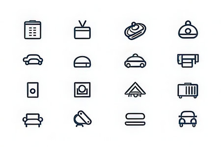 Set of icons for the hotel and restaurant. Vector line icons.の写真素材