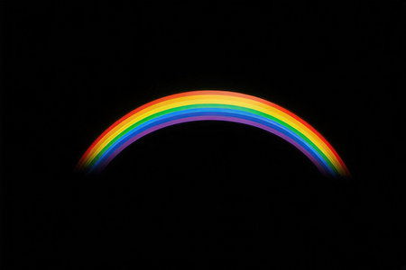 rainbow on a black background, close-up, horizontal photoの写真素材