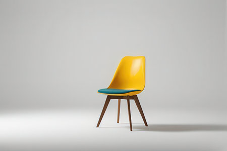 yellow chair on a gray background. 3d rendering, 3d illustration