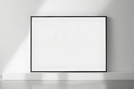 Blank picture frame on a white wall. 3d rendering.の写真素材