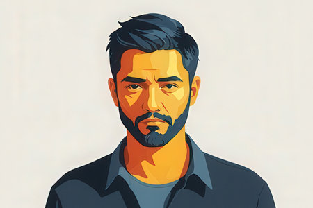 Portrait of a man with a beard and mustache. Vector illustration.の写真素材