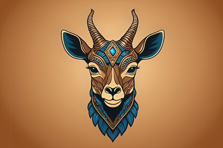 Gazelle head in tribal style vector illustration for t-shirt printの写真素材