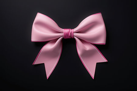 Pink bow on black background. 3d rendering, 3d illustration.