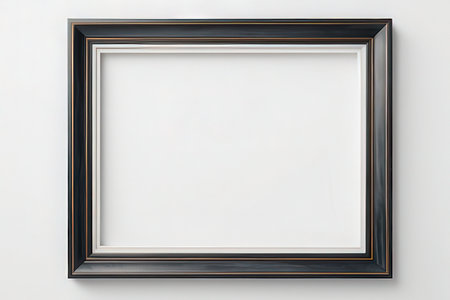 blank picture frame on white wall background. 3d rendering and illustration.の写真素材