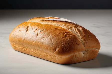 Loaf of bread on table, closeup. Bakery products