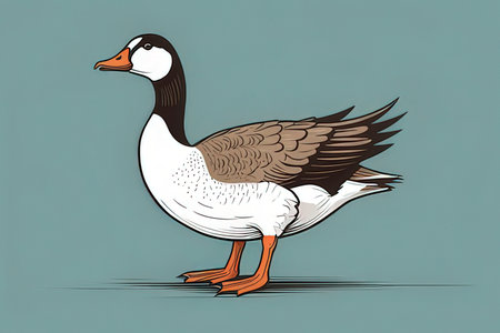Cartoon vector illustration of a wild goose standing on its hind legsの写真素材