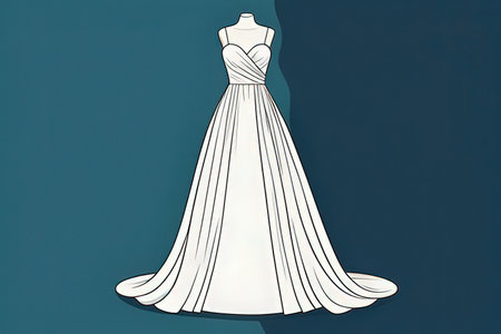 Wedding dress on a blue background. 3d illustration.の写真素材