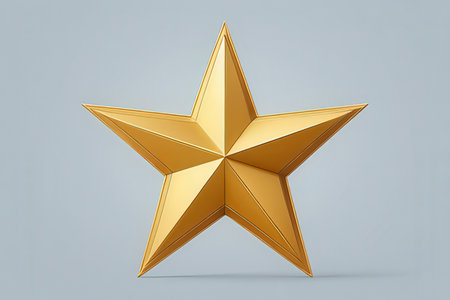 Golden star on a gray background. 3d rendering. Computer digital drawing.
