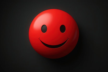 Smiley face on black background. 3d render. Emoticonの写真素材