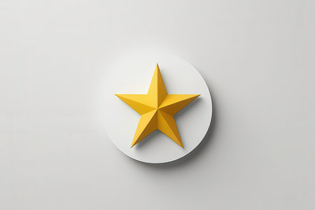 3d rendering of a golden star on a white background with shadow